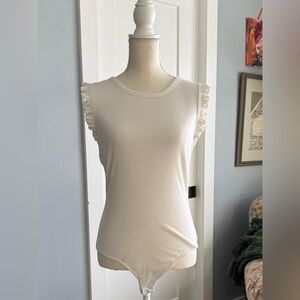 Chic Cream Ruffle Sleeve Bodysuit